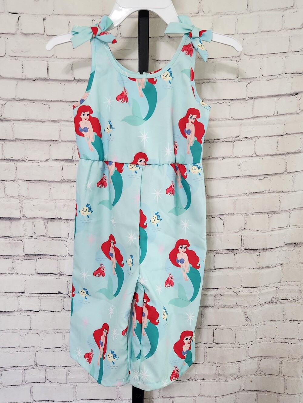 PatPat Girls' Disney Ariel Sleeveless Jumpsuit - Lil Mermaid, Size 3-4 Yrs